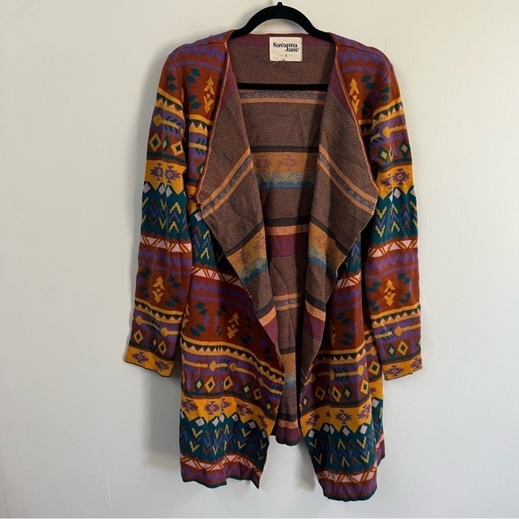 Savanna Jane Aztec Open Front Cardigan - Picture 3 of 12